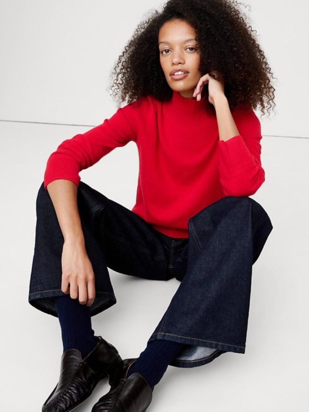 NWT Banana Republic red cashmere crop turtleneck sweater